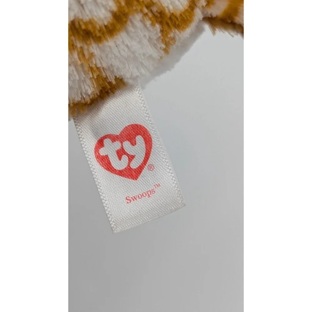TY Beanie Baby Swoops Gold and White Owl Plush 6
